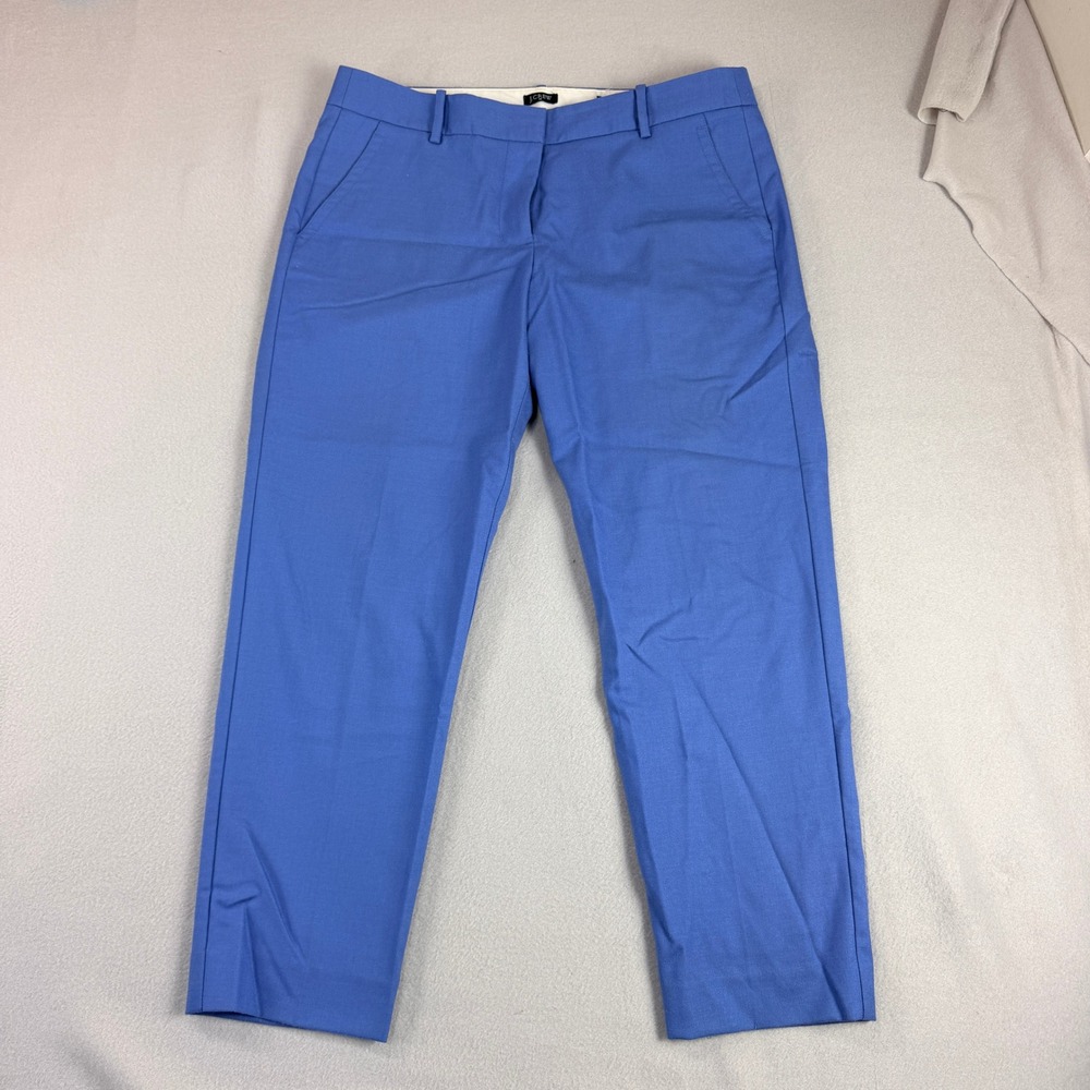 J.Crew Womens Skimmer Pants Blue Wool Blend City Fit Straight Leg Size 10 53528